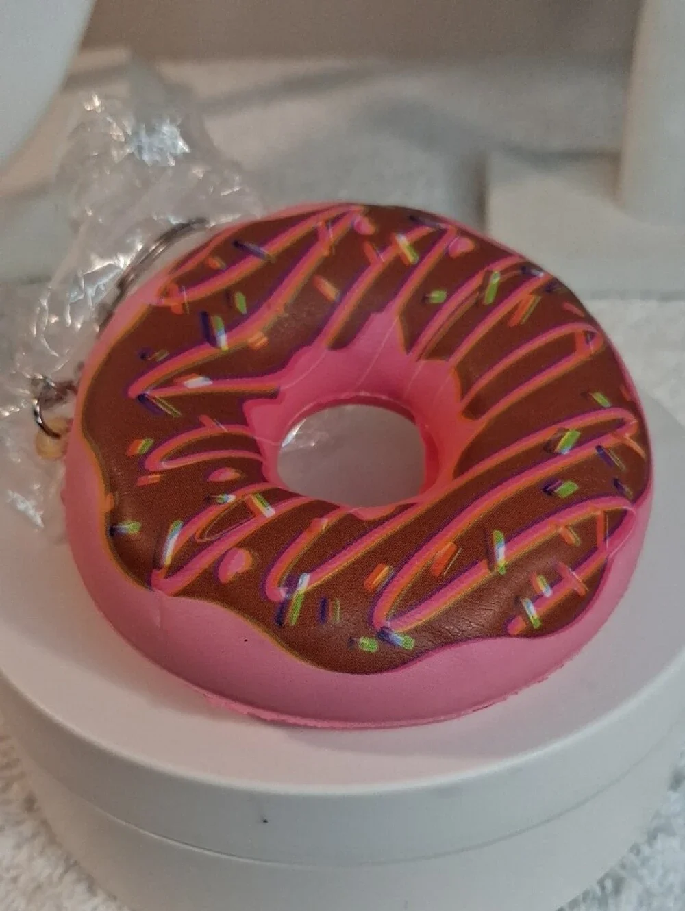 Pink Donut Keychain Squishy Stress Toy